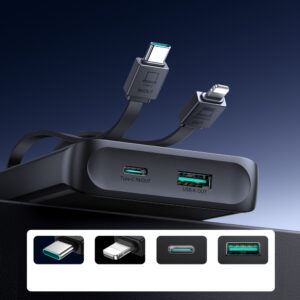 Joyroom JR-PBF19 22.5W 10000mAh Powerbank with Two Built-in Cables - juodos spalvos - Image 9