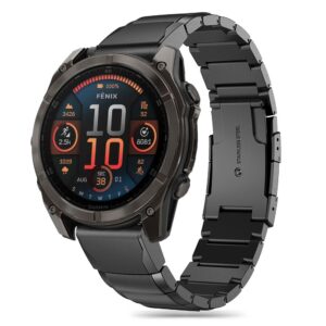 Tech-Protect SteelBand Bracelet for Garmin Fenix 5 / 6 / 6 PRO / 7 / 8 (47MM) / E - juodos spalvos
