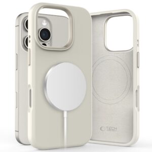 Tech-Protect Silicone PU MagSafe dėklas skirtas Apple iPhone 16 Pro Max - Beige - Image 1