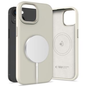 Tech-Protect Silicone PUZ MagSafe Apple iPhone 15 Case - Beige - Image 1