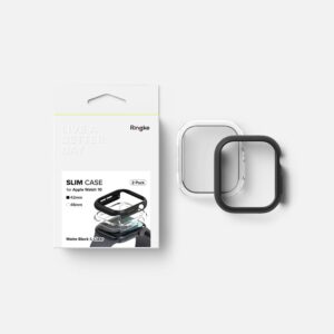 Ringke Slim 2-pack dėklas skirtas Apple Watch 10 42mm - Clear and Matte juodos spalvos - Image 7