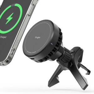 Ringke Peltier QI2 MagSafe 15W Wireless Car Charger for Air Vent - juodos spalvos - Image 2