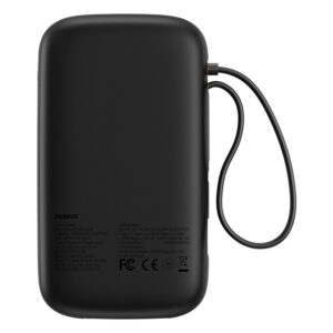 Baseus QPow 2 20000mAh 30W Power Bank with 2 Built-in USB-C Cables - juodos spalvos - Image 2