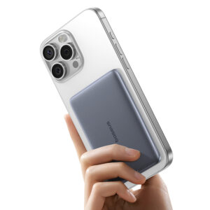 Baseus PicoGo AM41 5000mAh 20W Ultra-Thin MagSafe Compatible Power Bank with juodos spalvos Baseus Simple USB-C 60W 30cm Cable - Gray - Image 4