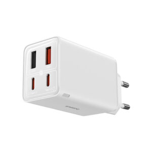 Baseus GaN6 Pro Charger 65W 2 x USB-C 2 x USB-A with Black USB-C Cable 100W 1m - baltos spalvos - Image 2
