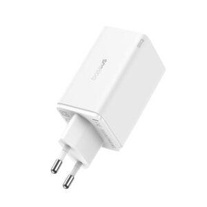 Baseus GaN6 Pro Charger 65W 2 x USB-C 2 x USB-A with Black USB-C Cable 100W 1m - baltos spalvos - Image 3