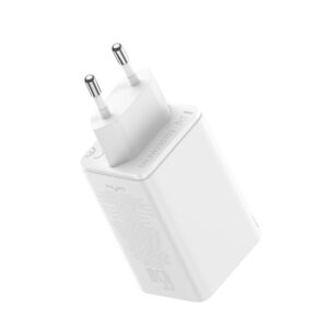 Baseus GaN6 Pro Charger 65W 2 x USB-C 2 x USB-A with Black USB-C Cable 100W 1m - baltos spalvos - Image 4