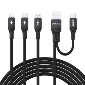 Dudao L3W USB-A/USB-C to Lightning/USB-C/MicroUSB 66W Cable - Black