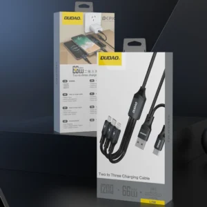 Dudao L3W USB-A/USB-C to Lightning/USB-C/MicroUSB 66W Cable - Black - Image 4