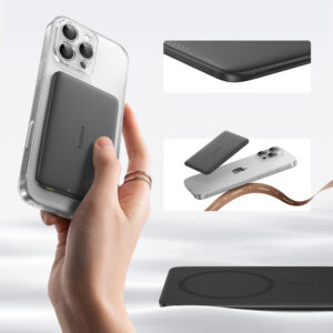 Baseus PicoGo AM41 Ultra-Slim 5000mAh 20W MagSafe Compatible Power Bank with Baseus Simple USB-C 60W 30cm Cable - juodos spalvos - Image 5