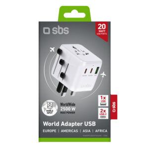 Universal travel adapter with USB-A and 2x USB-C P - Image 2