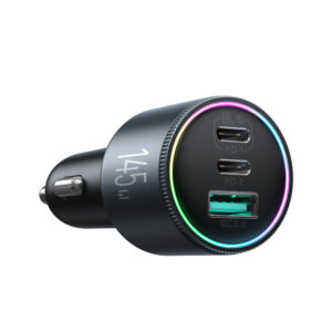 Joyroom JR-CCN07 145W Car Charger 2xUSB-C USB-A + 100W USB-C Cable - Dark Gray - Image 2