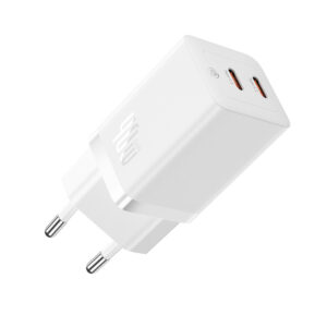 Baseus GaN5 Pro 40W 2xUSB-C Wall Charger - baltos spalvos