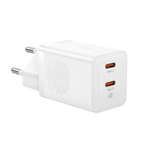Baseus GaN5 Pro 40W 2xUSB-C Wall Charger - baltos spalvos - Image 4
