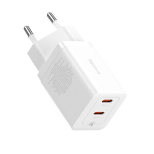 Baseus GaN5 Pro 40W 2xUSB-C Wall Charger - baltos spalvos - Image 5