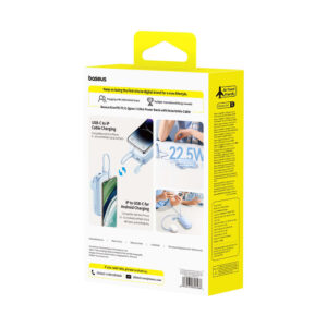 Baseus EnerFill FC21 Qpow 3 Ultra 20000mAh 22.5W Powerbank with Display and Cable Included - mėlynos spalvos - Image 5