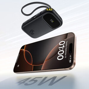 Baseus EnerFill FC31 20000mAh 45W Power Bank with Display with USB-C and Lightning Cables - juodos spalvos - Image 7