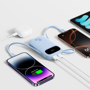 Baseus EnerFill FC31 20000mAh 45W Power Bank with Display with USB-C and Lightning Cables - mėlynos spalvos - Image 5