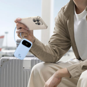 Baseus EnerFill FC31 20000mAh 45W Power Bank with Display with USB-C and Lightning Cables - mėlynos spalvos - Image 6