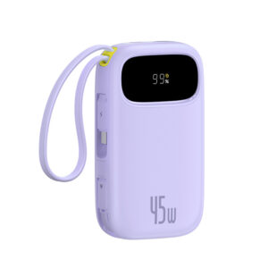 Baseus EnerFill FC31 20000mAh 45W Power Bank with Display with USB-C and Lightning Cables - violetinės spalvos