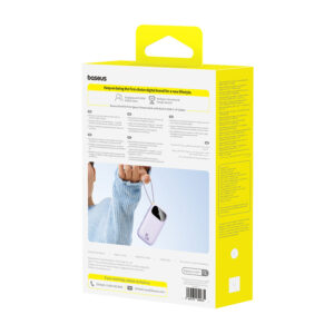 Baseus EnerFill FC31 20000mAh 45W Power Bank with Display with USB-C and Lightning Cables - violetinės spalvos - Image 4