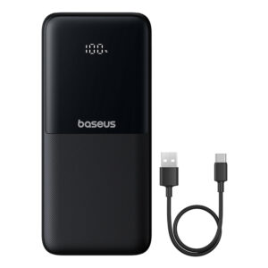 Baseus Lipow 10000mAh 22.5W Powerbank with Dual Built-in Cable with Display (with additional black Baseus Simple USB-A - USB-C 3A 0.2m kabelis) - juodos spalvos - Image 7