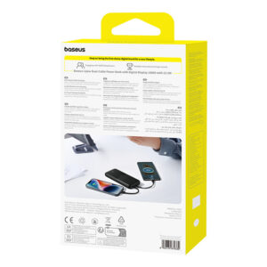 Baseus Lipow 10000mAh 22.5W Powerbank with Dual Built-in Cable with Display (with additional black Baseus Simple USB-A - USB-C 3A 0.2m kabelis) - juodos spalvos - Image 9