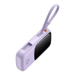 Baseus Qpow Pro+ 10000mAh 22.5W Power Bank with Built-in USB-C Cable and Display - violetinės spalvos - Image 6