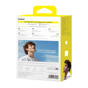 Baseus Bass 15 Clip OWS Wireless Headphones with Baseus Simple USB-C 3A 30cm Cable - White - Image 7