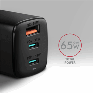 AXAGON ACU-DPQ65 charger, 2x USB-C, 1x USB-A, PD3.0/QC4+/PPS, 65W - black - Image 4