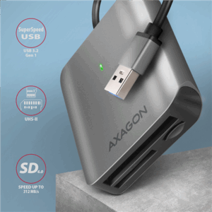 AXAGON CRE-S3 External Card Reader USB-A 3.2 Gen 1, 3-Slot, SD/microSD/CF, UHS-II - Image 4