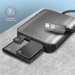 AXAGON CRE-S3 External Card Reader USB-A 3.2 Gen 1, 3-Slot, SD/microSD/CF, UHS-II - Image 5