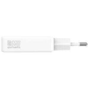 Wall Charger 4smarts PDPlug Slim Dual 65W GaN 2xUSB-C baltos spalvos - Image 2