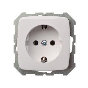 Kištukinis lizdas LIREGUS ALFA, su įžeminimu, baltos spalvos