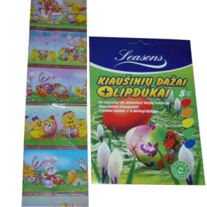 Kaiušinių dažai 5 spalvos ir lipdukai 6vnt.