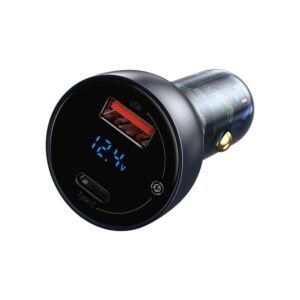 Baseus USB / USB Type C car charger 65 W 5 A SCP Quick Charge 4.0+ Power Delivery 3.0 LCD screen pilkos spalvos (CCKX-C0G) - Image 3