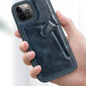 Nillkin Aoge Leather Case Flexible Armored Genuine Leather dėklas su Pocket for Apple iPhone 12 Mini juodos spalvos - Image 6