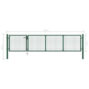 vidaXL Sodo vartai, žalios sp., 350x75cm, plienas 144304 - Image 5