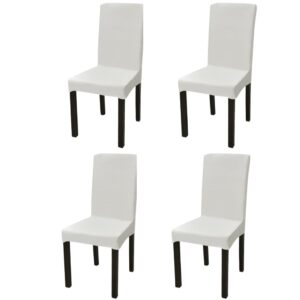 vidaXL Tiesūs įtempiami kėdžių užvalkalai, 4vnt., kreminės spalvos 131421