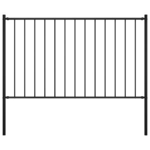 vidaXL Tvoros plokštė su stulpais, juodos spalvos, 1,7x1,25m, plienas 145211