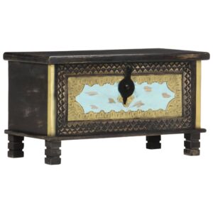 vidaXL Skrynia daiktams, juoda, 80x40x45cm, mango medienos masyvas 286396 - Image 4