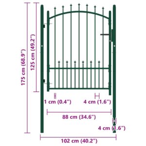 vidaXL Vartai su smaigais, žalios spalvos, 100x125cm, plienas 146394 - Image 4