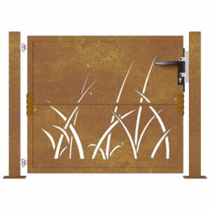 vidaXL Sodo vartai, 105x105 cm, Corten plienas, žolės raštas 153173 - Image 3