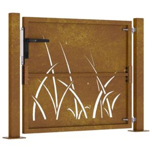vidaXL Sodo vartai, 105x105 cm, Corten plienas, žolės raštas 153173 - Image 4