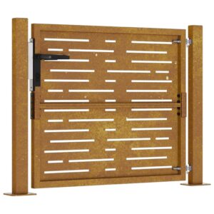 vidaXL Sodo vartai, 105x80 cm, Corten plienas, kvadratinis dizainas 153196 - Image 4