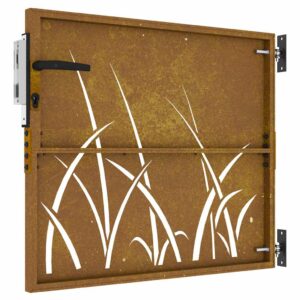 vidaXL Sodo vartai, 85x75cm, corten plienas, žolės dizaino 153220 - Image 5