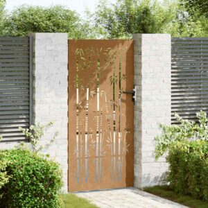 vidaXL Sodo vartai, 85x175cm, corten plienas, bambuko dizaino 153236 - Image 2