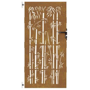 vidaXL Sodo vartai, 85x175cm, corten plienas, bambuko dizaino 153236 - Image 3