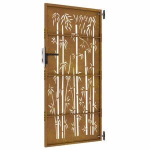 vidaXL Sodo vartai, 85x175cm, corten plienas, bambuko dizaino 153236 - Image 6