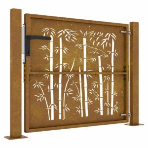 vidaXL Sodo vartai, 105x105 cm, Corten plienas, bambuko dizainas 153239 - Image 6